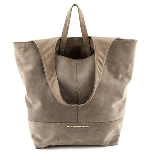 Alexander Wang Alpha Shopper Taupe Tan Brown Leather Suede HandBag Purse